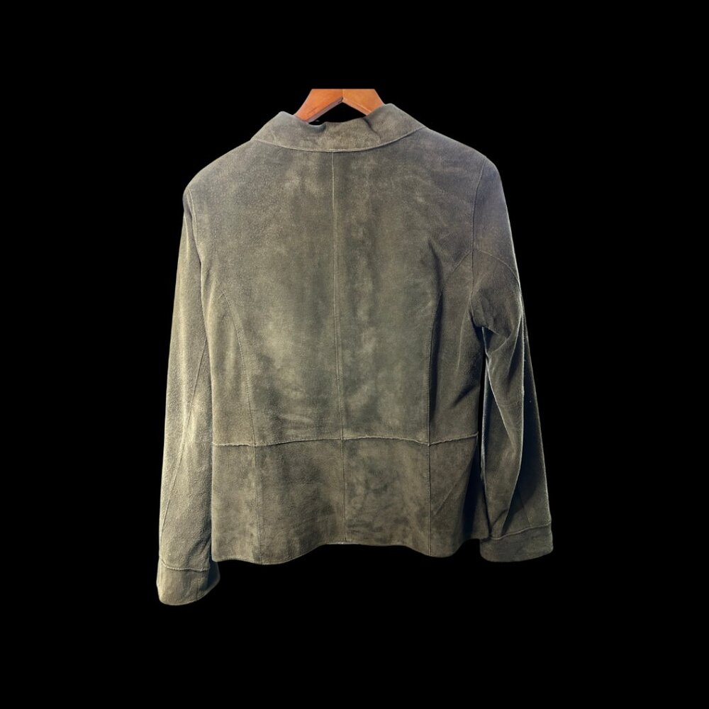 Brandon Thomas 100% Genuine Leather Jacket Olive Green Size Large - Picture 2 of 2